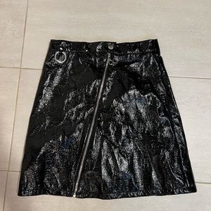 Black patent pleather skirt